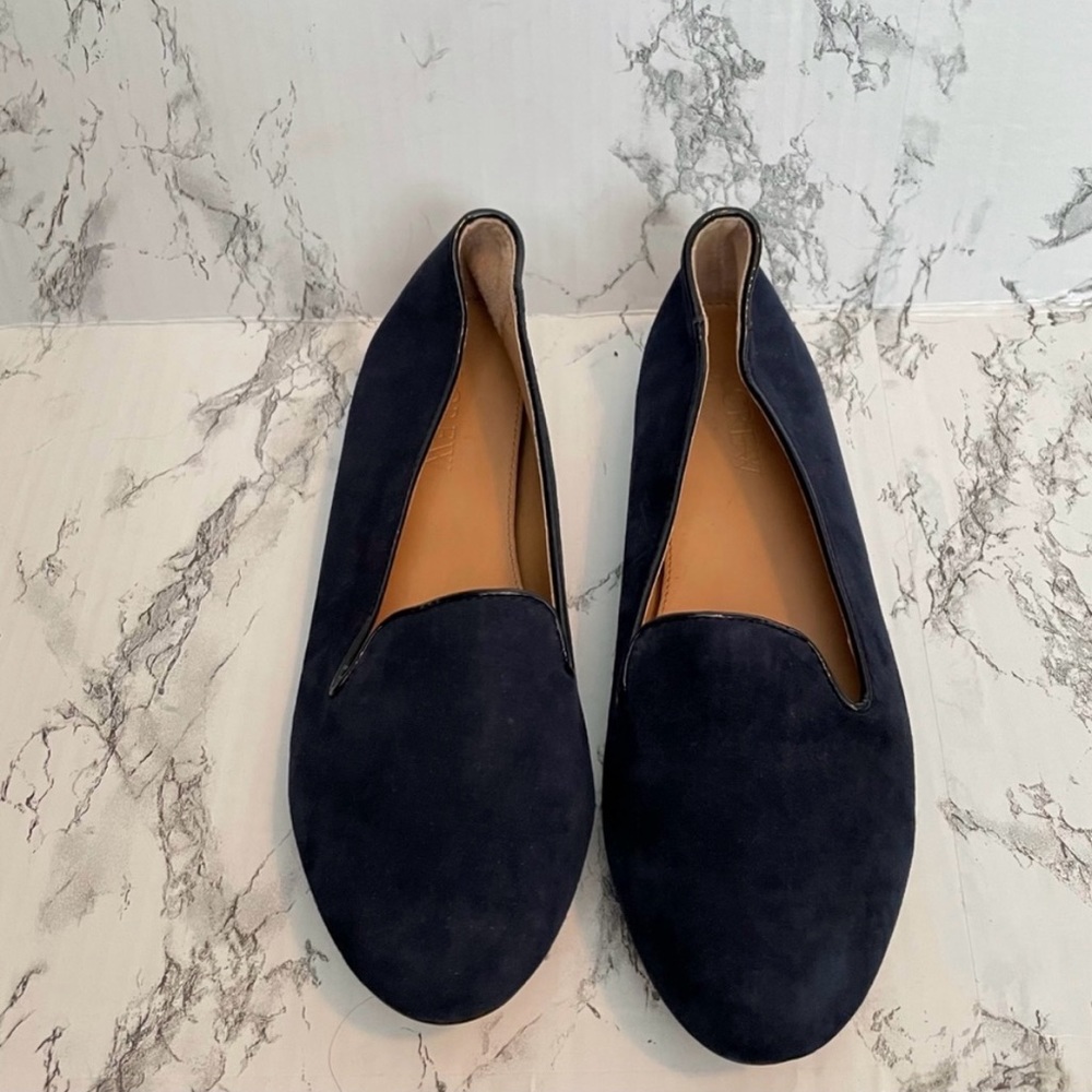 J Crew Cora Suede Navy Blue Loafer Flat 6
